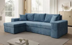 Designer Ecksofa Denver Cord mit Schlaf- und Klappfunktion
