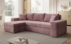 Designer Ecksofa Denver Cord mit Schlaf- und Klappfunktion