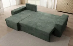 Designer Ecksofa Denver Cord mit Schlaf- und Klappfunktion