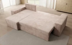 Designer Ecksofa Denver Cord mit Schlaf- und Klappfunktion