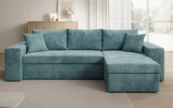 Designer Ecksofa Denver Cord mit Schlaf- und Klappfunktion