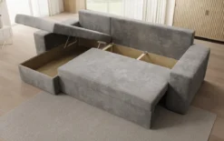 Designer Ecksofa Denver Cord mit Schlaf- und Klappfunktion