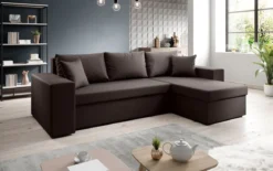Designer Ecksofa Denver Kunstleder mit Schlaf- und Klappfunktion