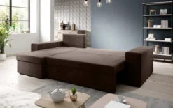 Designer Ecksofa Denver Samt mit Schlaf- und Klappfunktion