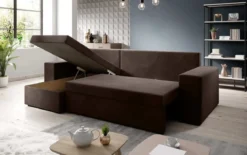 Designer Ecksofa Denver Samt mit Schlaf- und Klappfunktion