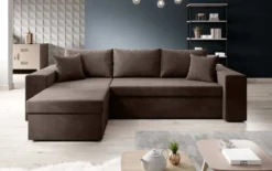 Designer Ecksofa Denver Samt mit Schlaf- und Klappfunktion