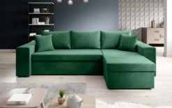 Designer Ecksofa Denver Samt mit Schlaf- und Klappfunktion
