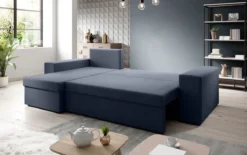 Designer Ecksofa Denver Stoff mit Schlaf- und Klappfunktion