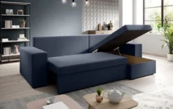 Designer Ecksofa Denver Stoff mit Schlaf- und Klappfunktion