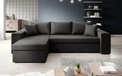 Designer Ecksofa Denver Stoff mit Schlaf- und Klappfunktion