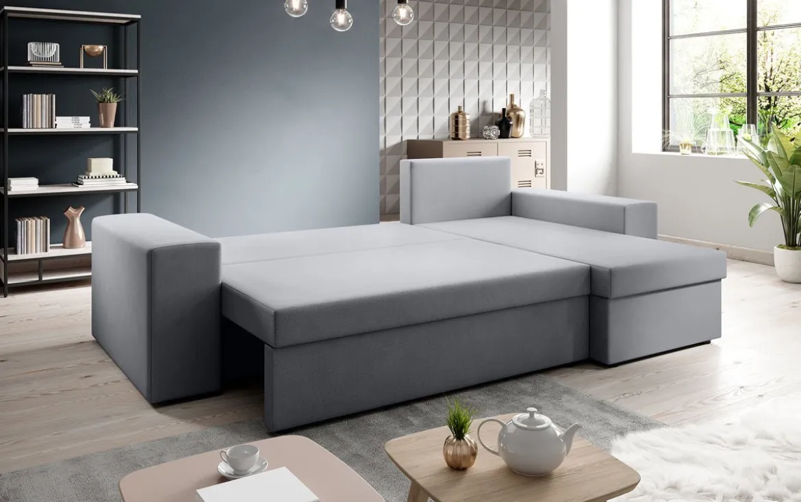 Designer Ecksofa Denver Stoff mit Schlaf- und Klappfunktion