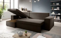 Designer Ecksofa Denver Stoff mit Schlaf- und Klappfunktion