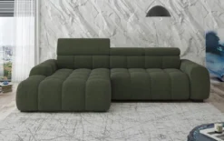Designer Ecksofa Elaro mit elektrischer Sitzerweiterung in Bouclé