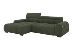 Designer Ecksofa Elaro mit elektrischer Sitzerweiterung in Bouclé