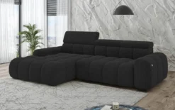 Designer Ecksofa Elaro mit elektrischer Sitzerweiterung in Bouclé