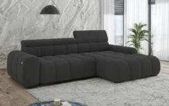 Designer Ecksofa Elaro mit elektrischer Sitzerweiterung in Bouclé
