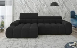 Designer Ecksofa Elaro mit elektrischer Sitzerweiterung in Bouclé