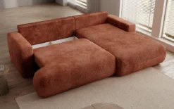 Designer Ecksofa Enzo mit Schlaf- und Klappfunktion in Cord