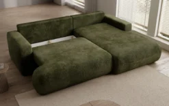 Designer Ecksofa Enzo mit Schlaf- und Klappfunktion in Cord