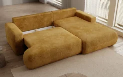 Designer Ecksofa Enzo mit Schlaf- und Klappfunktion in Cord