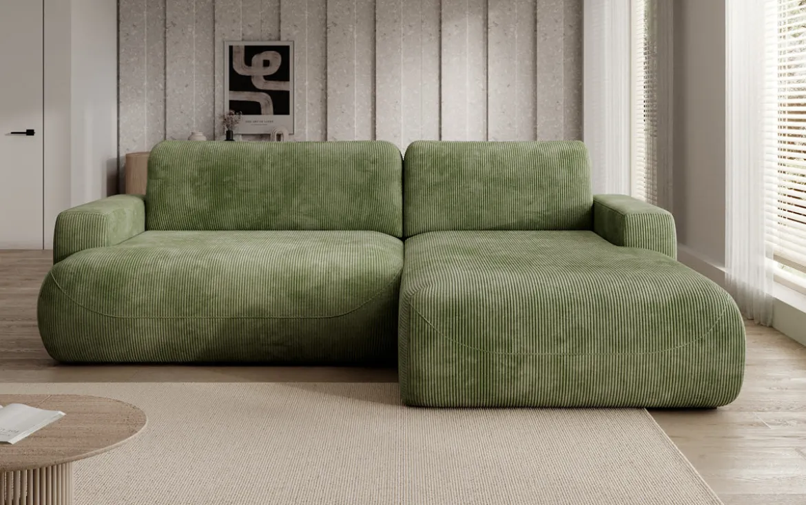 Designer Ecksofa Enzo mit Schlaf- und Klappfunktion in Cord