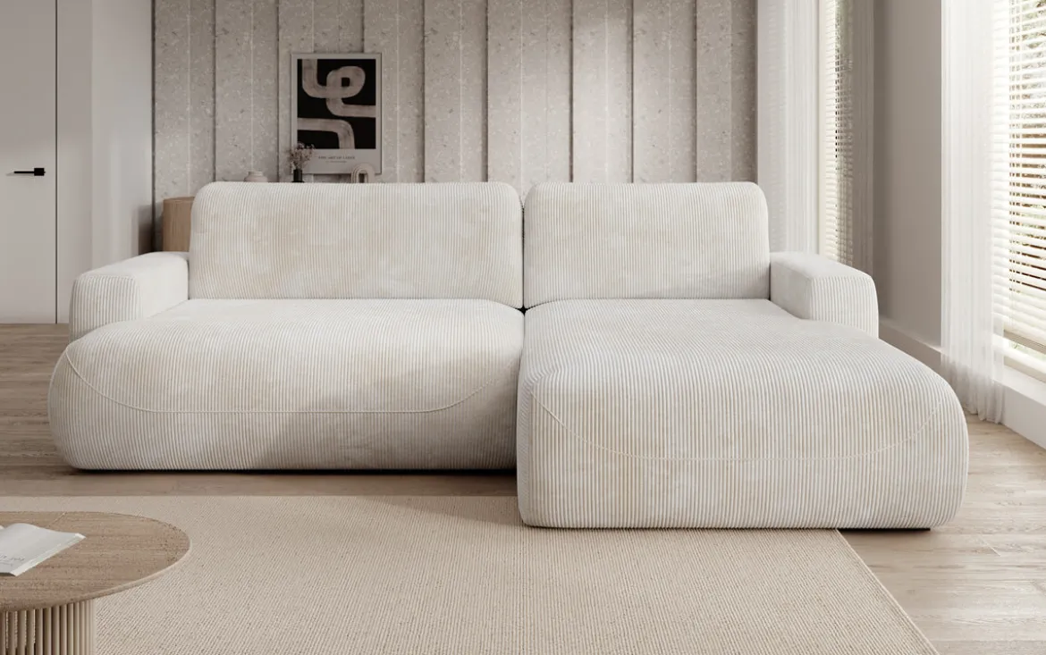 Designer Ecksofa Enzo mit Schlaf- und Klappfunktion in Cord