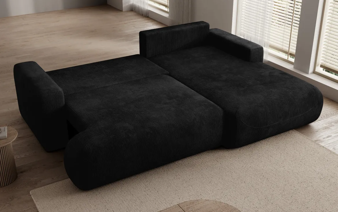 Designer Ecksofa Enzo mit Schlaf- und Klappfunktion in Cord