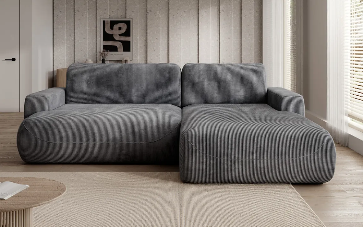 Designer Ecksofa Enzo mit Schlaf- und Klappfunktion in Cord