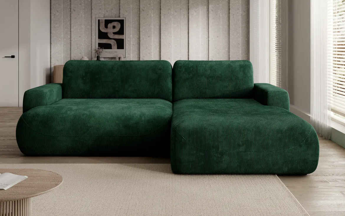 Designer Ecksofa Enzo mit Schlaf- und Klappfunktion in Cord