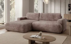 Designer Ecksofa Enzo mit Schlaf- und Klappfunktion in Cord