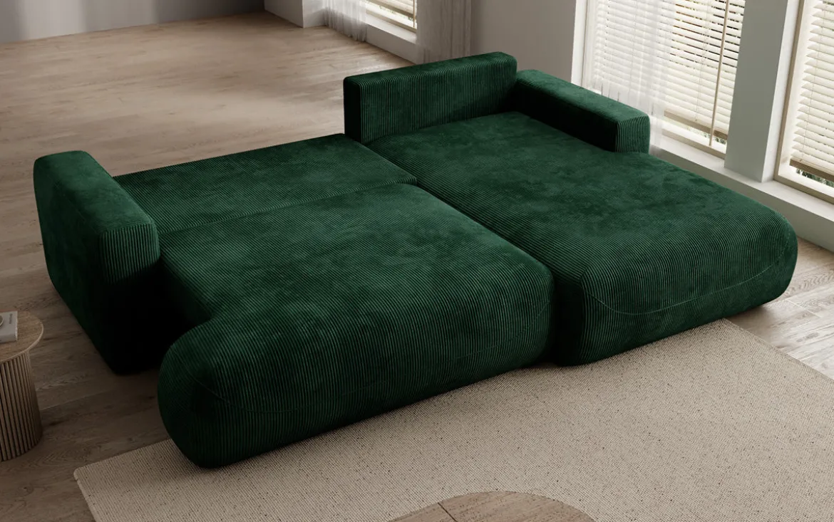 Designer Ecksofa Enzo mit Schlaf- und Klappfunktion in Cord