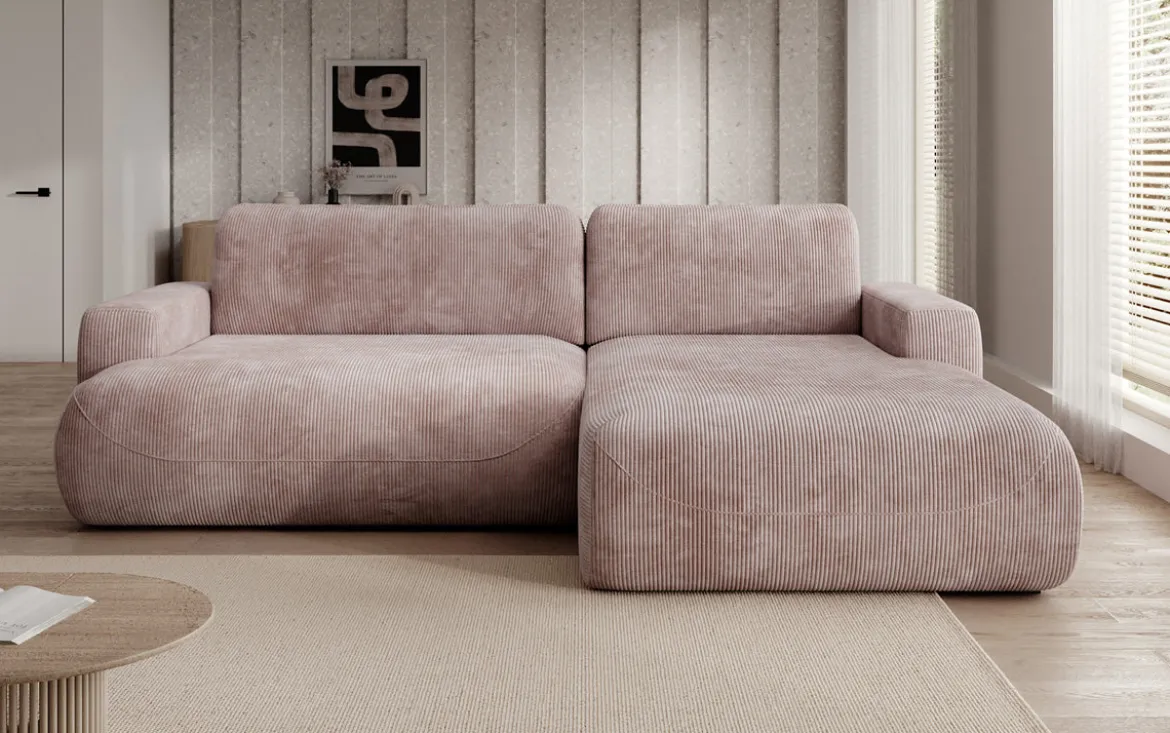 Designer Ecksofa Enzo mit Schlaf- und Klappfunktion in Cord