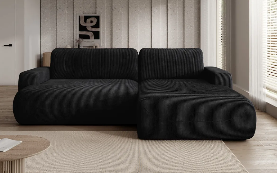 Designer Ecksofa Enzo mit Schlaf- und Klappfunktion in Cord