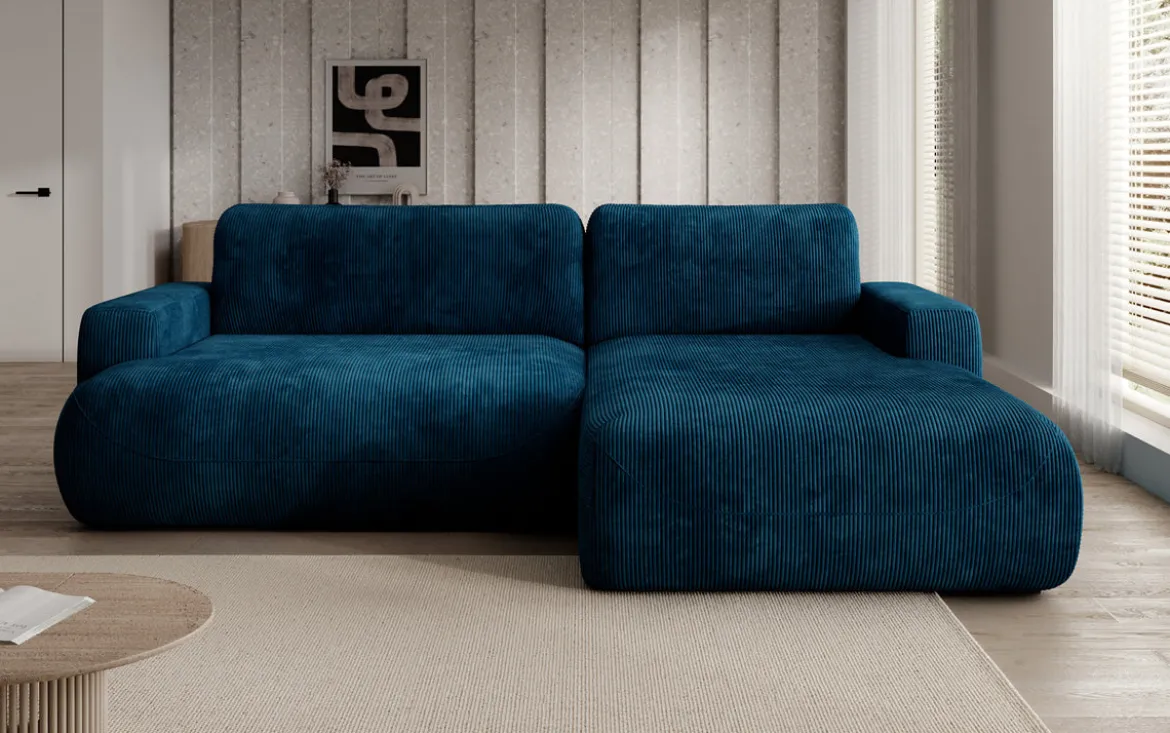 Designer Ecksofa Enzo mit Schlaf- und Klappfunktion in Cord