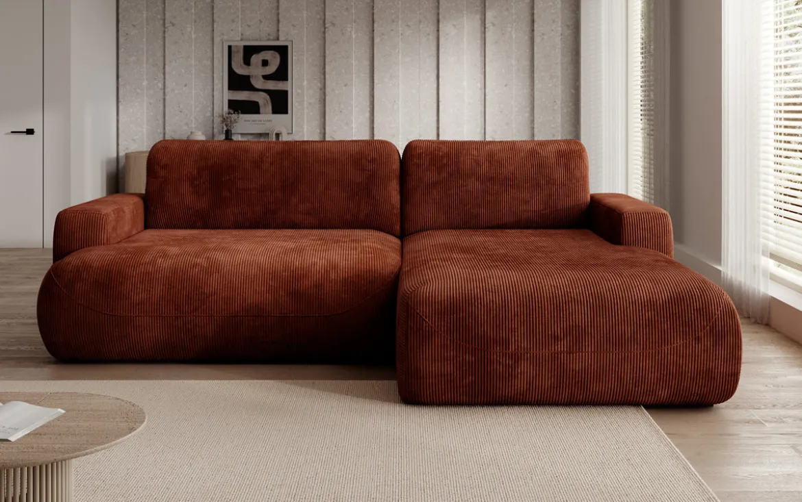 Designer Ecksofa Enzo mit Schlaf- und Klappfunktion in Cord