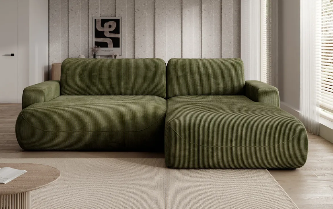 Designer Ecksofa Enzo mit Schlaf- und Klappfunktion in Cord