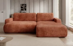 Designer Ecksofa Enzo mit Schlaf- und Klappfunktion in Cord