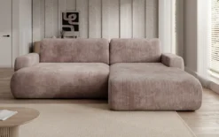 Designer Ecksofa Enzo mit Schlaf- und Klappfunktion in Cord