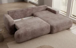 Designer Ecksofa Enzo mit Schlaf- und Klappfunktion in Cord