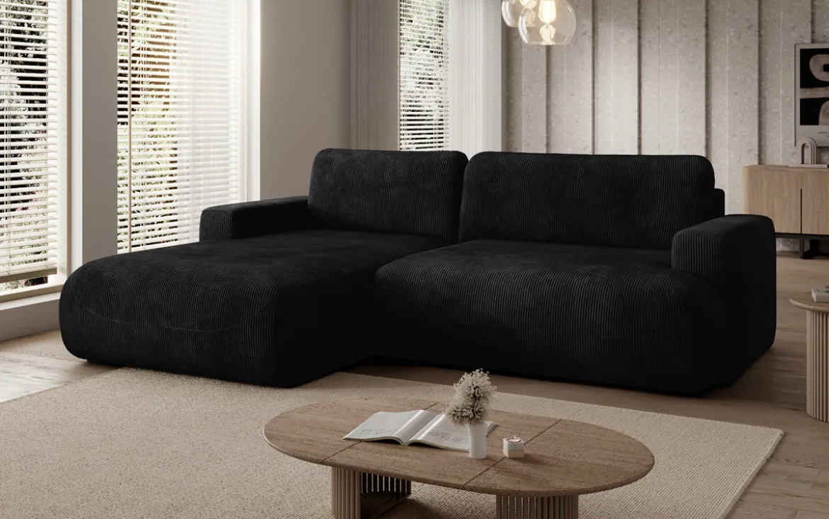 Designer Ecksofa Enzo mit Schlaf- und Klappfunktion in Cord