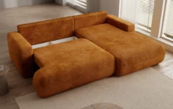 Designer Ecksofa Enzo mit Schlaf- und Klappfunktion in Cord