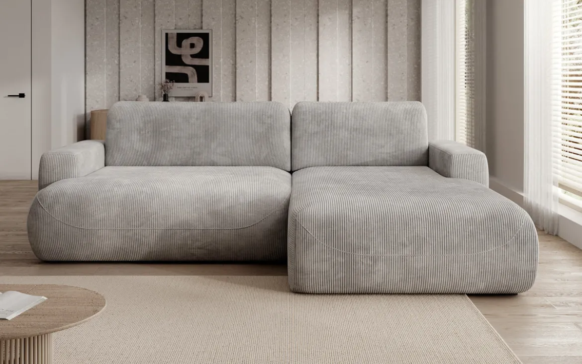 Designer Ecksofa Enzo mit Schlaf- und Klappfunktion in Cord
