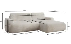 Designer Ecksofa Enzo mit Schlaf- und Klappfunktion in Cord