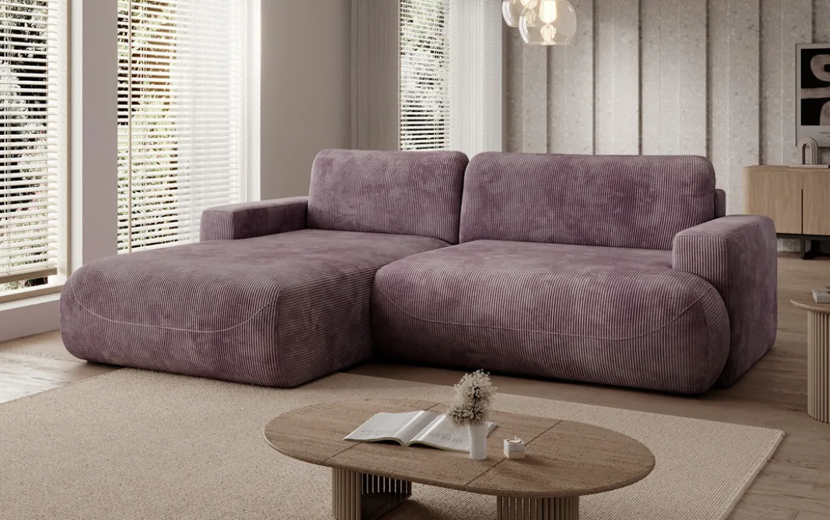 Designer Ecksofa Enzo mit Schlaf- und Klappfunktion in Cord