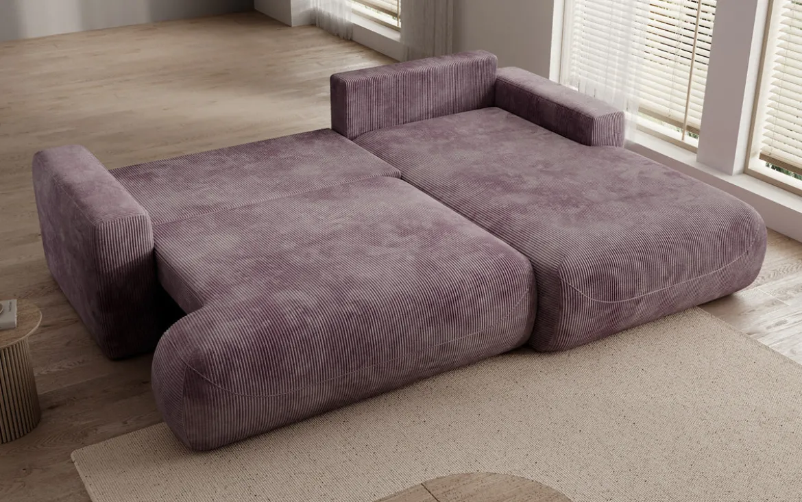 Designer Ecksofa Enzo mit Schlaf- und Klappfunktion in Cord