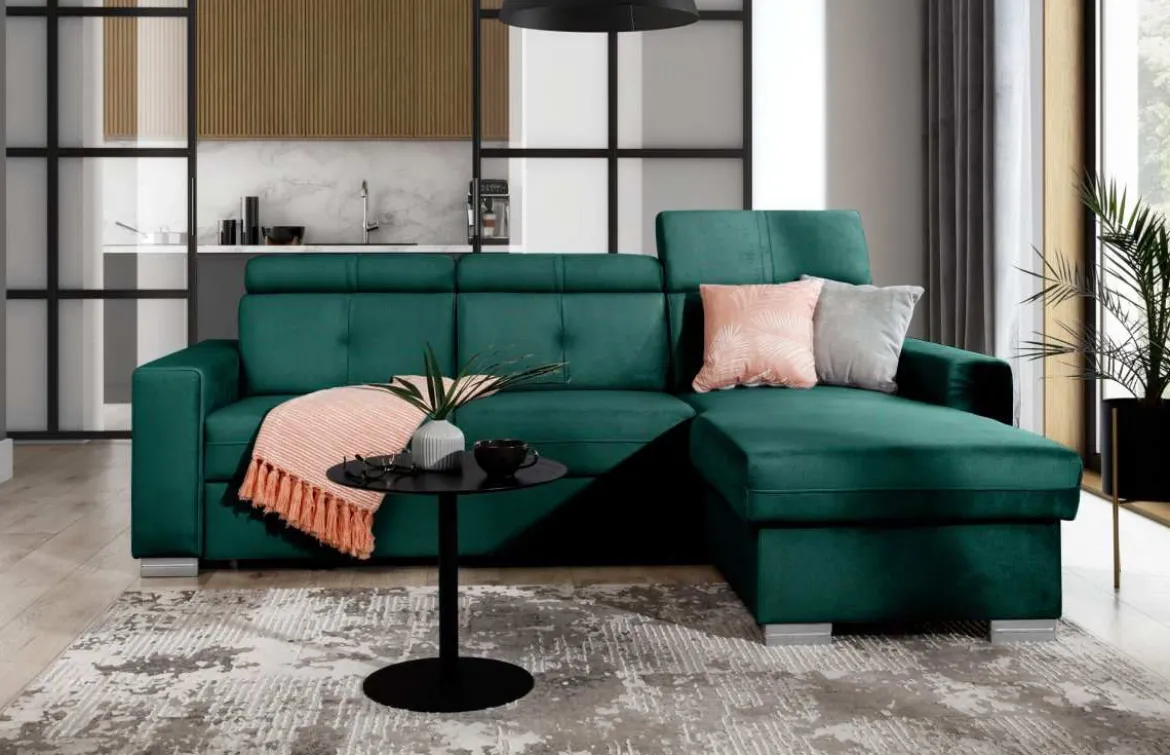 Designer Ecksofa Ferila mit Schlaf- und Klappfunktion