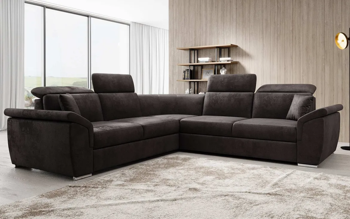 Designer Ecksofa Fernando mit Schlaffunktion und Stauraum