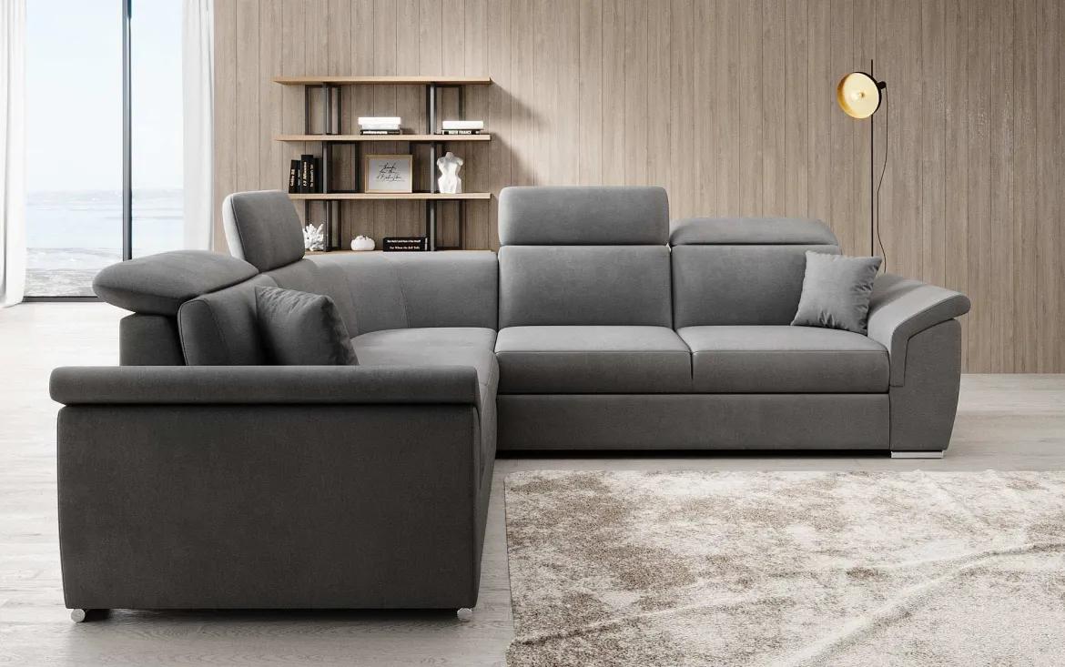 Designer Ecksofa Fernando mit Schlaffunktion und Stauraum