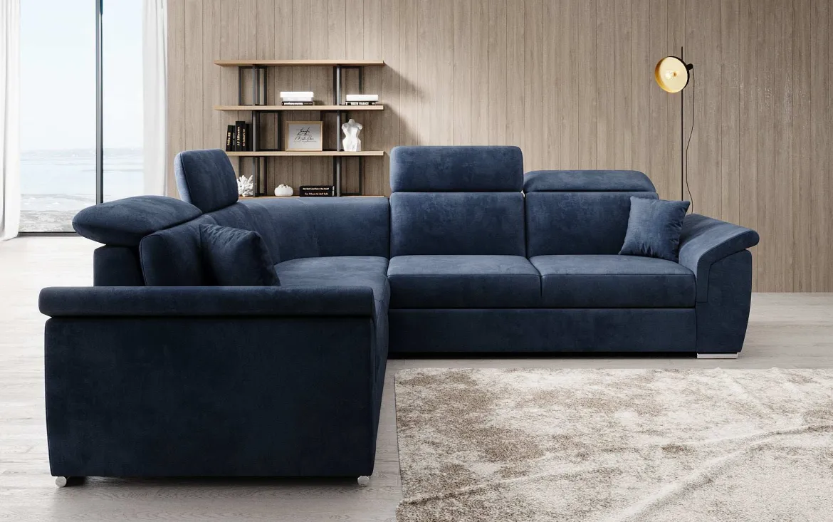 Designer Ecksofa Fernando mit Schlaffunktion und Stauraum