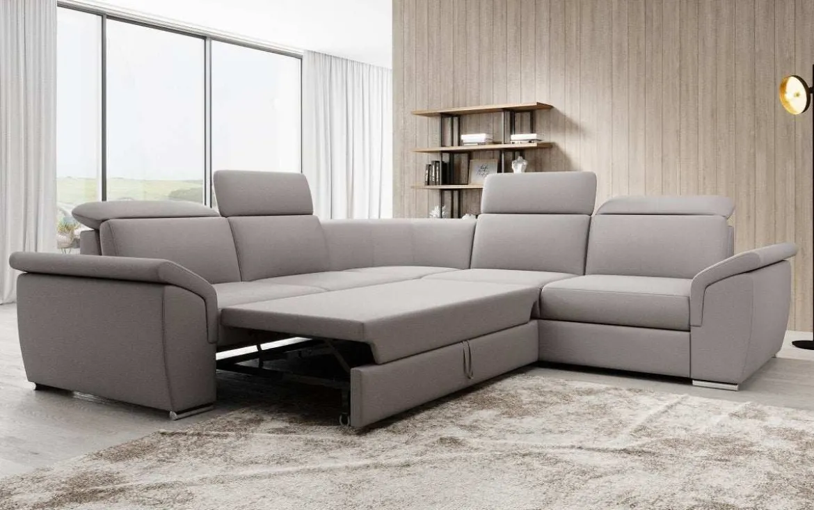 Designer Ecksofa Fernando mit Schlaffunktion und Stauraum